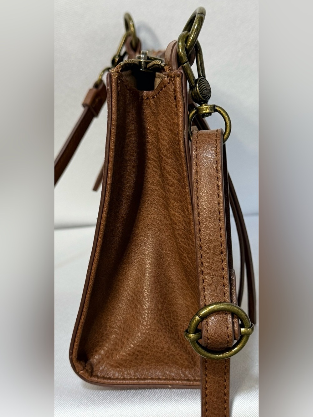 The Sak Sanibel Tan Leather Snakeskin Crossbody Bag Pockets - Picture 8 of 11